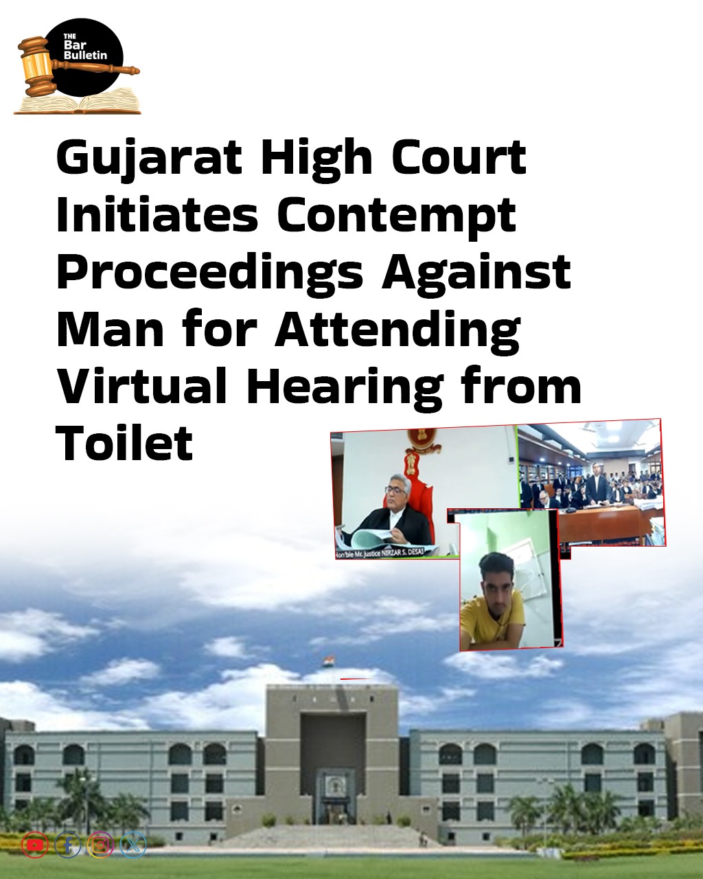 Gujarat High Court initiates contempt proceedings against man for attending virtual hearing from toilet