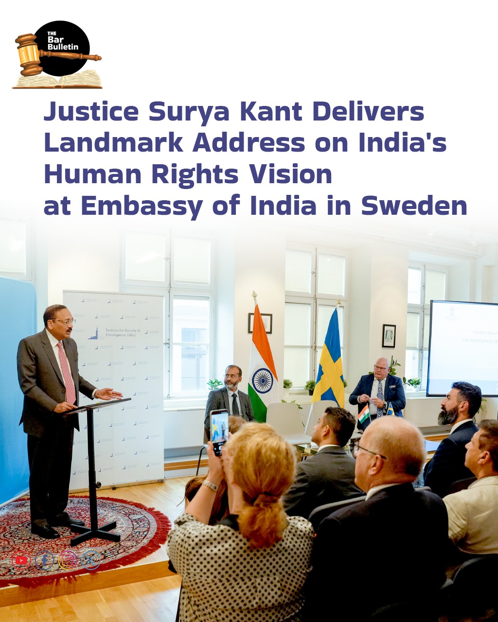 Justice Surya Kant delivers landmark address on India’s Human Rights Vision at Embassy of India in Sweden