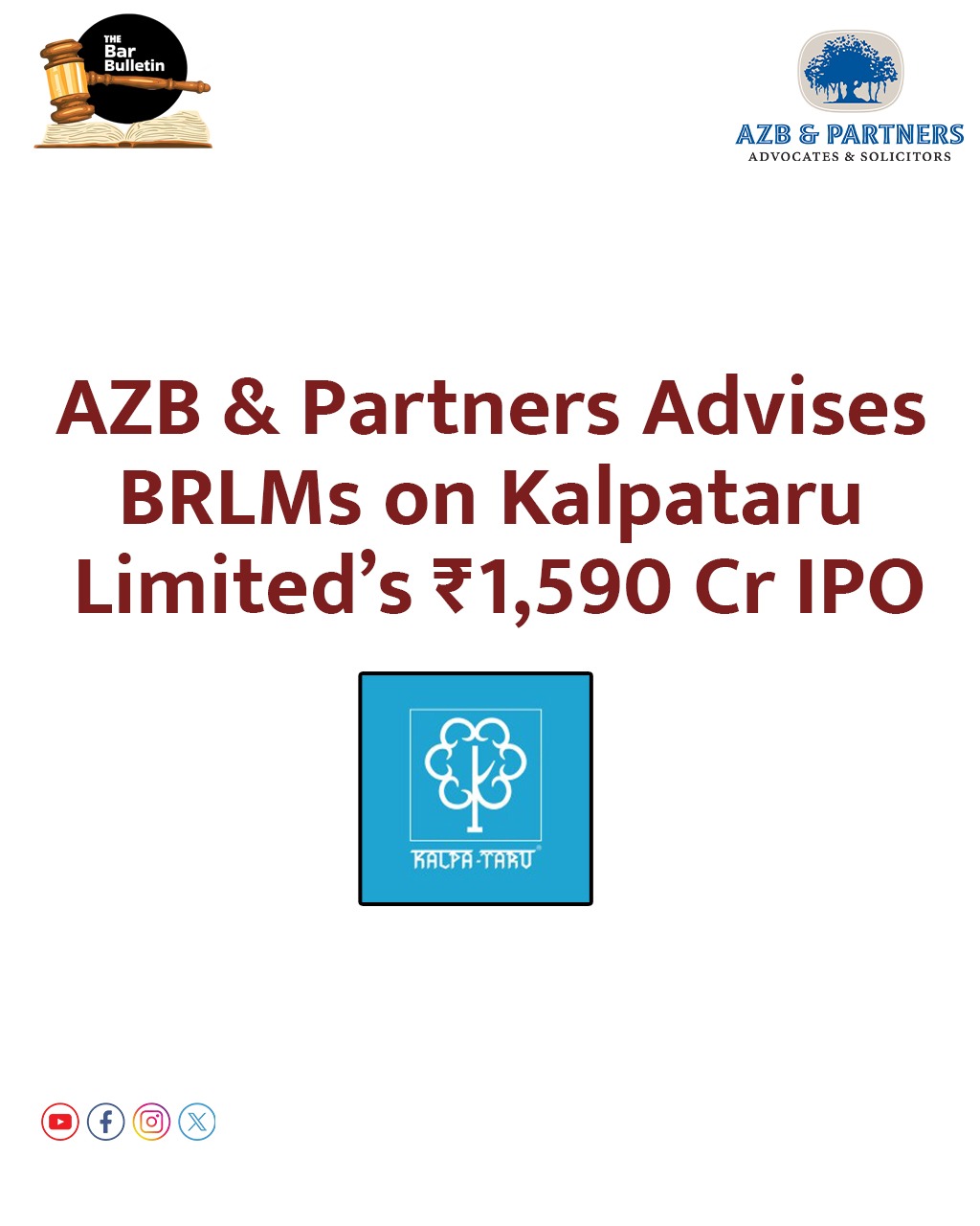 AZB & Partners advises BRLMs on Kalpataru Limited’s ₹1,590 Cr IPO