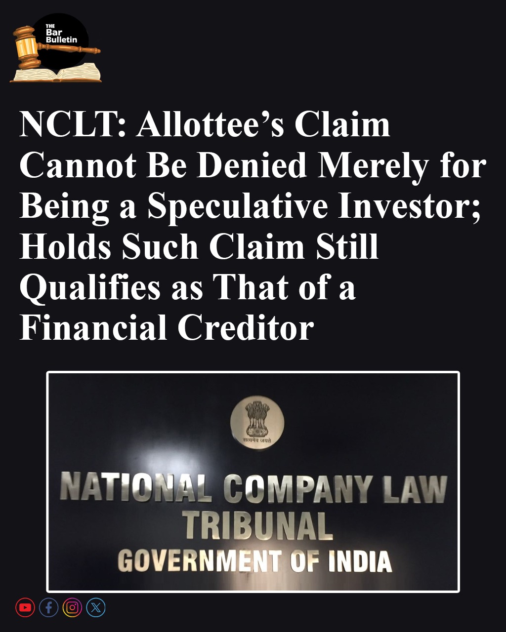 NCLT: Allottee’s Claim cannot be denied merely for being a Speculative Investor; Holds Such Claim still Qualifies as that of a Financial Creditor
