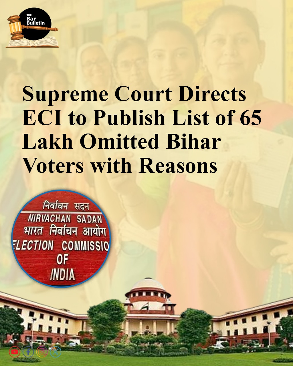 Supreme Court directs ECI to Publish List of 65 Lakh Omitted Bihar Voters with Reasons
