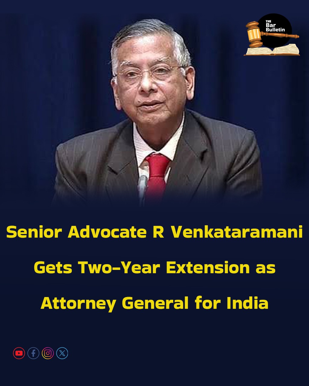 Senior Advocate R Venkataramani Gets Two-Year Extension as Attorney General for India
