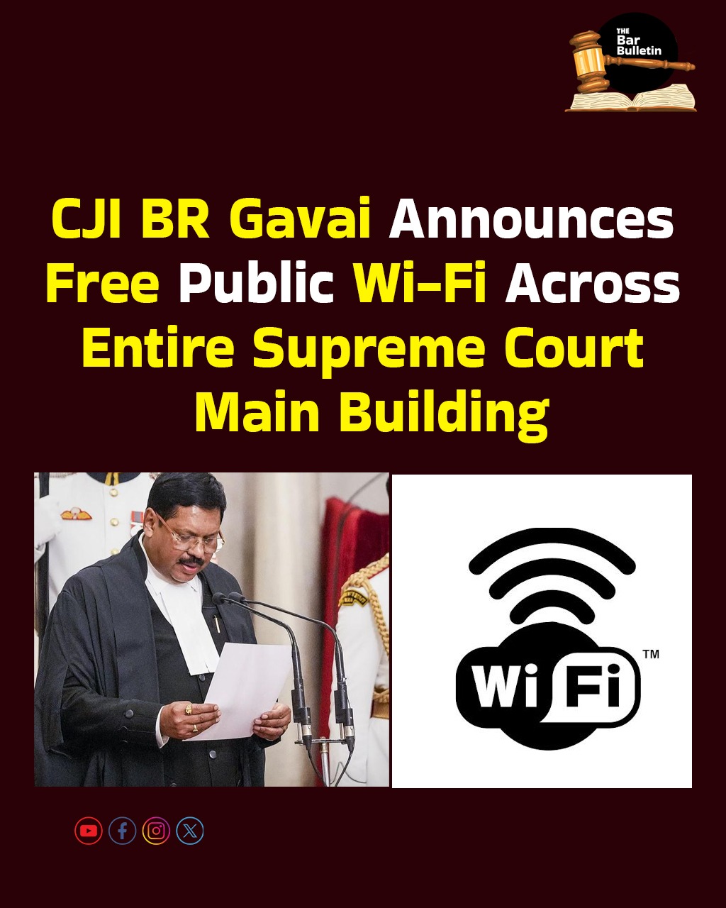 CJI BR Gavai Announces Free Public Wi-Fi Across Entire Supreme Court Main Building